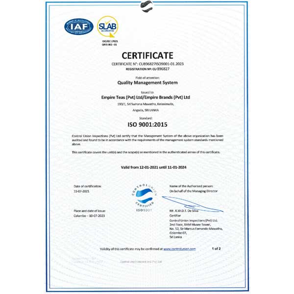 iso9001 2015 certificate