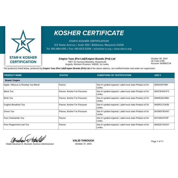kosher certificates updated